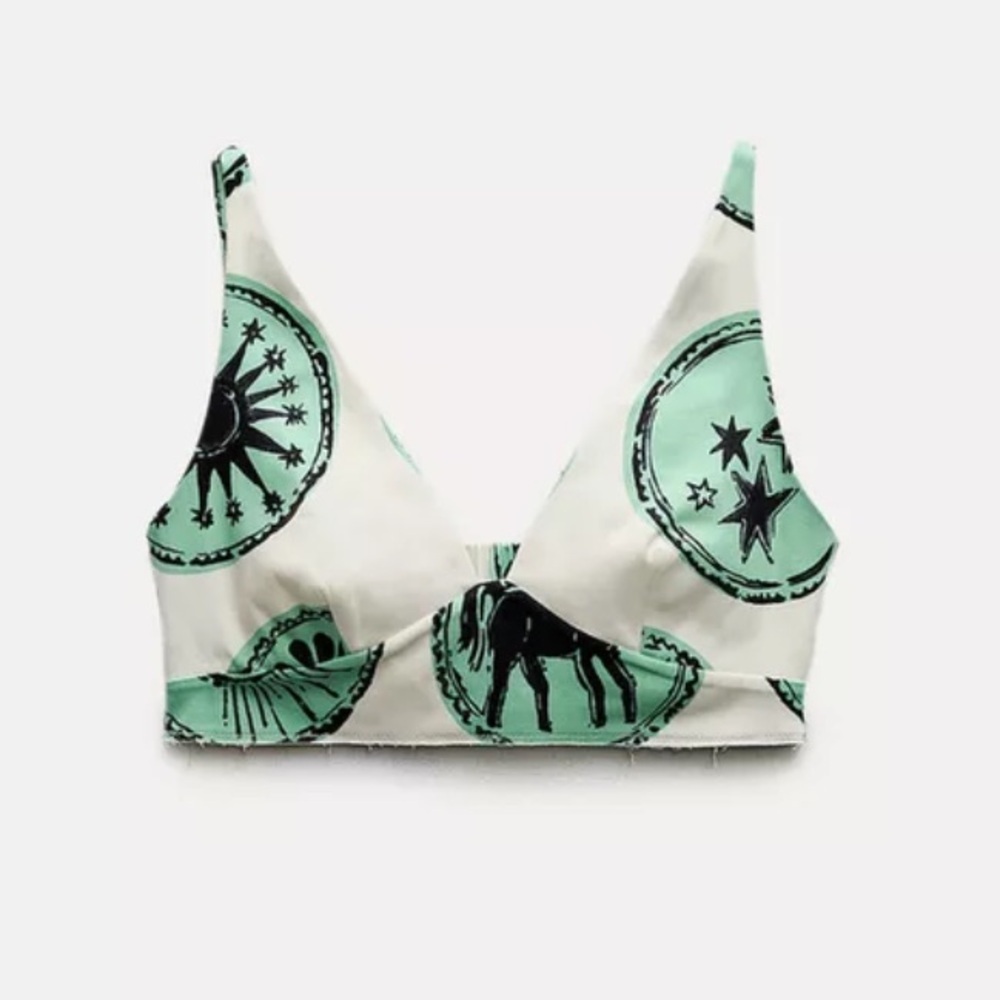 New ZARA ZW Collection Printed Crop Top - Picture 5 of 8